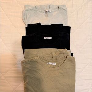 Zara T-Shirt Trio in Black, Cream, and Light Green